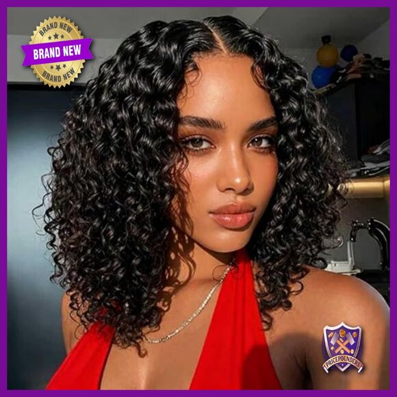 13x4 Lace Front Wig Human Hair Short Bob Deep Wave Glueless Pre Plucked